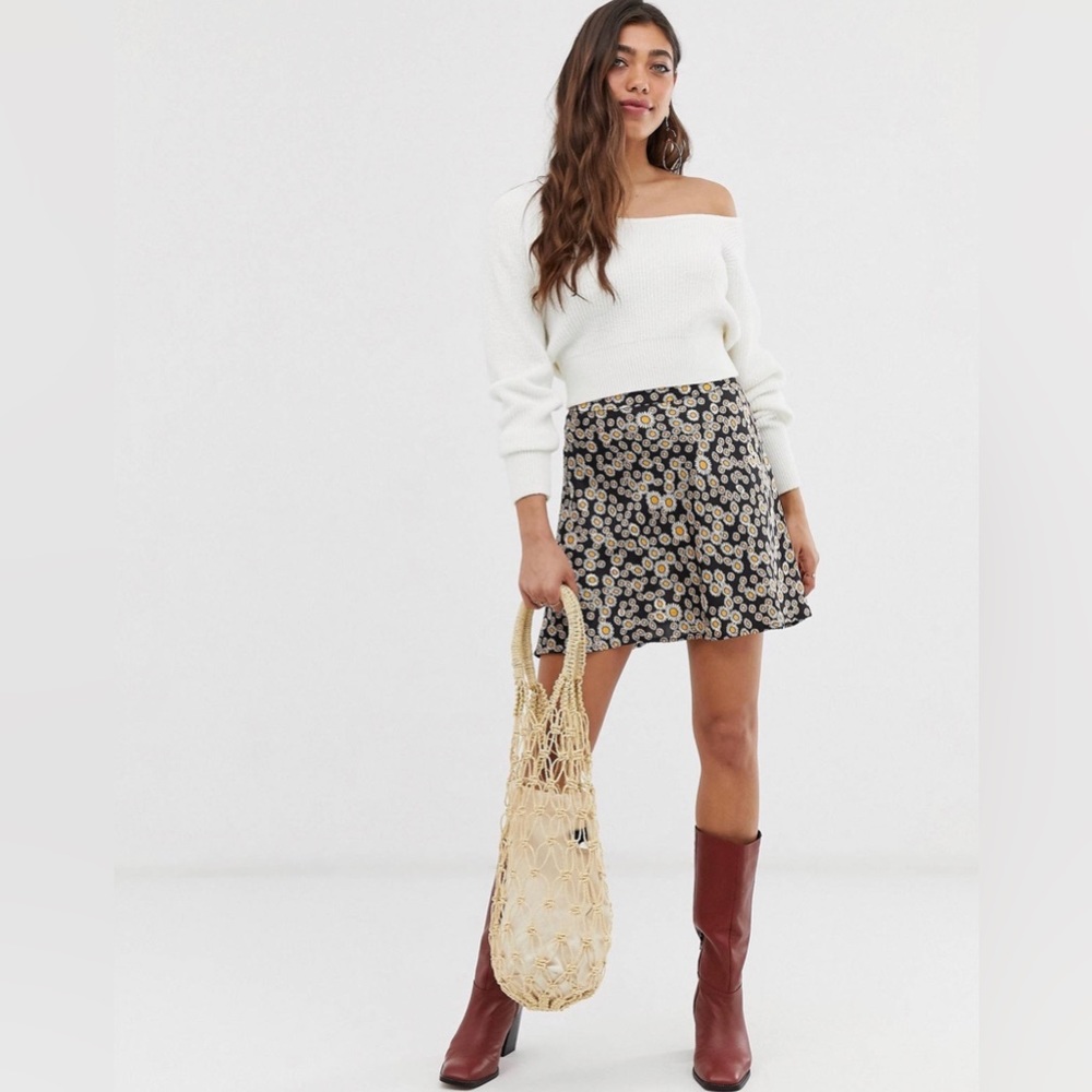 Free People Phoebe Daisy-Print Mini Skirt